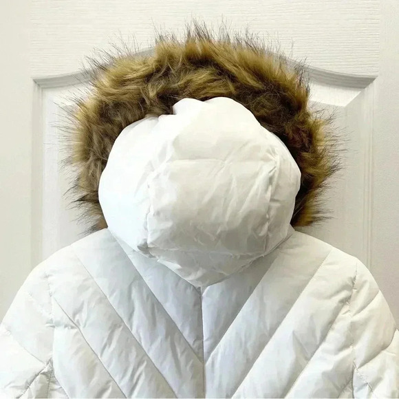 Joe Fresh Puffer Jacket Faux Fur Trimmed Hood Quilted Winter Coat White Small - Picture 9 of 16